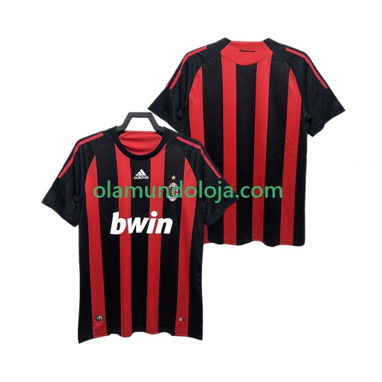 Camisola AC Milan 2009 Retro Homem Equipamento Primeiro 2008 Manga Curta